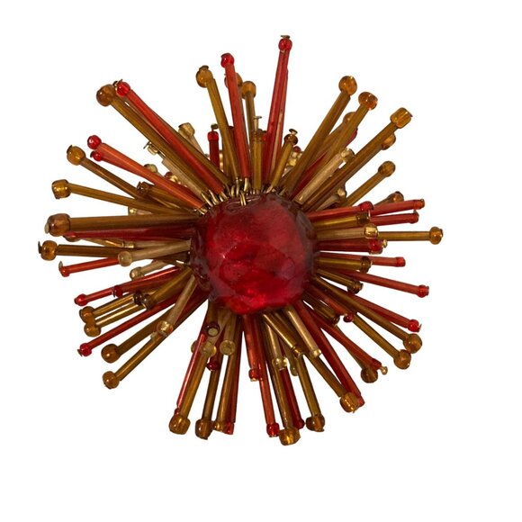 Vintage Atomic Starburst Napkin Rings Red And Gold Beaded Mid Century Modern - 8 - Picture 4 of 7